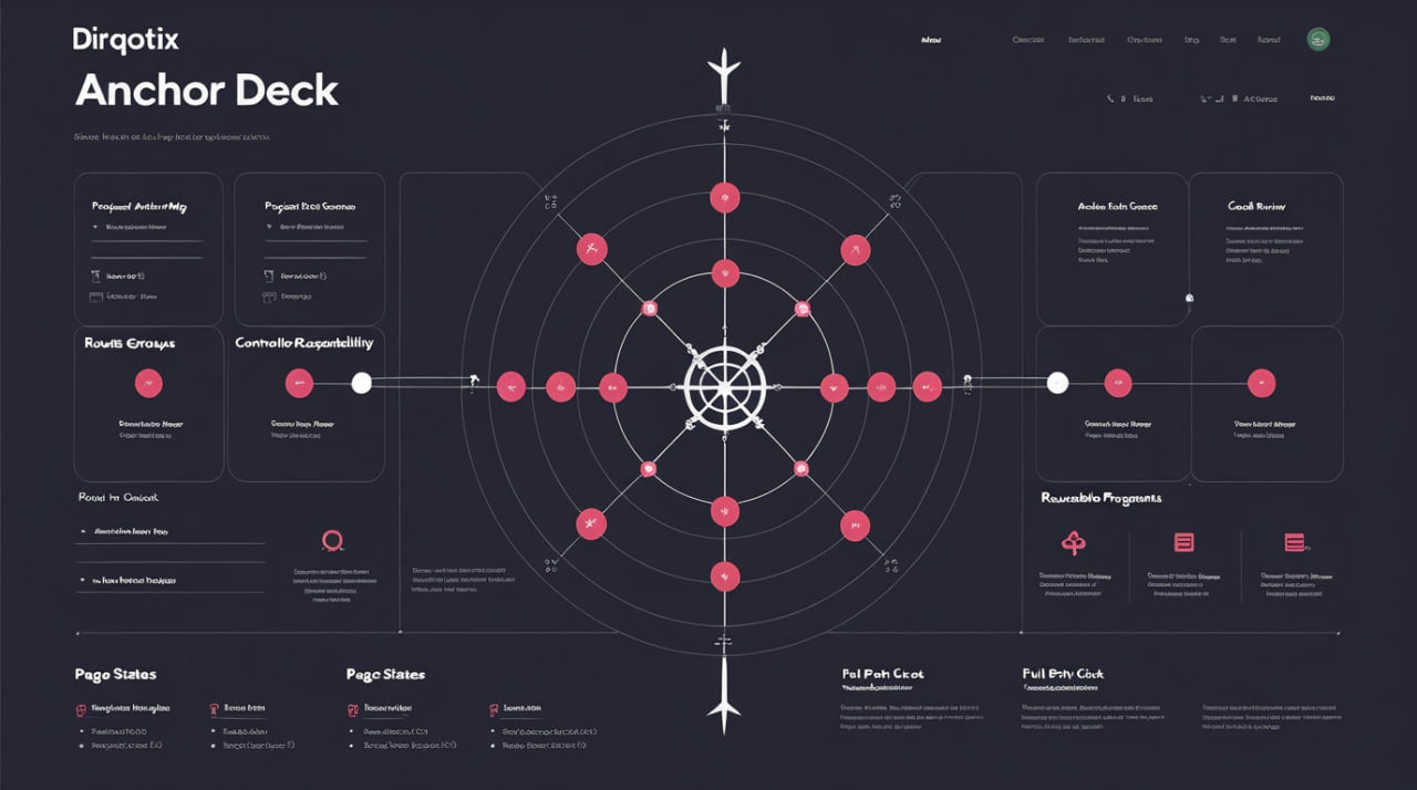 Dirgotix Anchor Deck diagram with concentric circles and labeled sections on a dark background