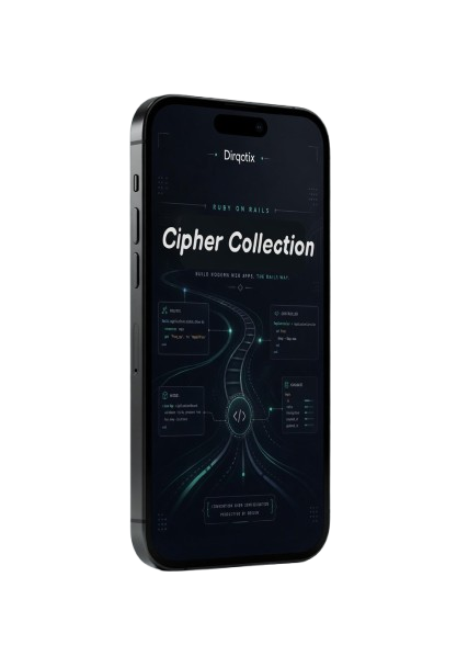 Smartphone with 'Cipher Collection' design on a white background