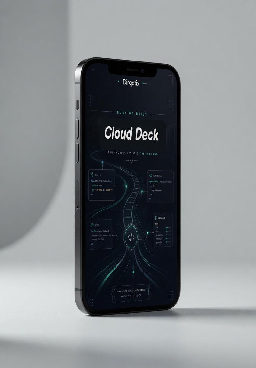 Smartphone displaying the 'Cloud Deck' app on a gray background