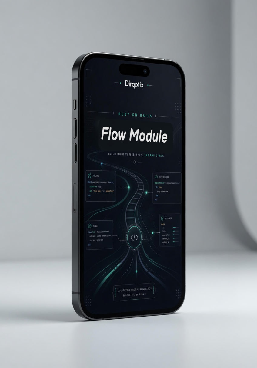Smartphone displaying a 'Flow Module' app interface on a gray background