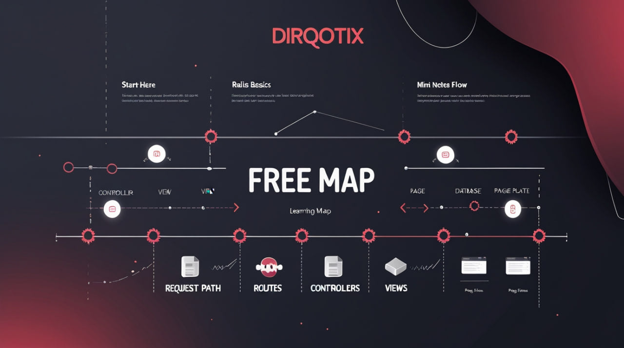Dirqotix free map diagram on a dark background