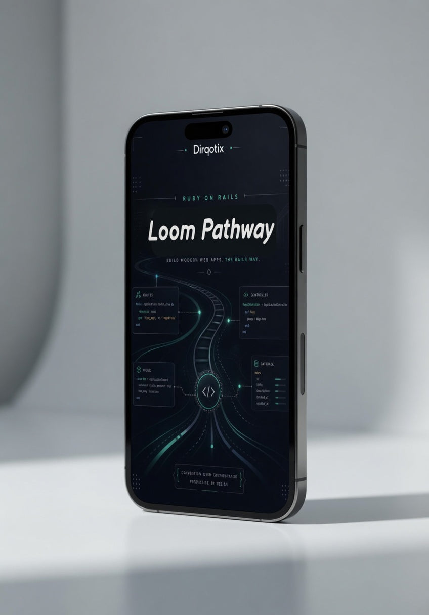 Smartphone displaying 'Loom Pathway' app on a gray background