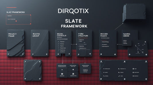 DIRQOTIX Slate Framework with various components on a dark background