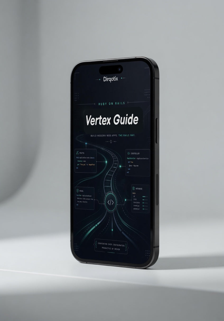 Phone displaying 'Vertex Guide' app on a gray background