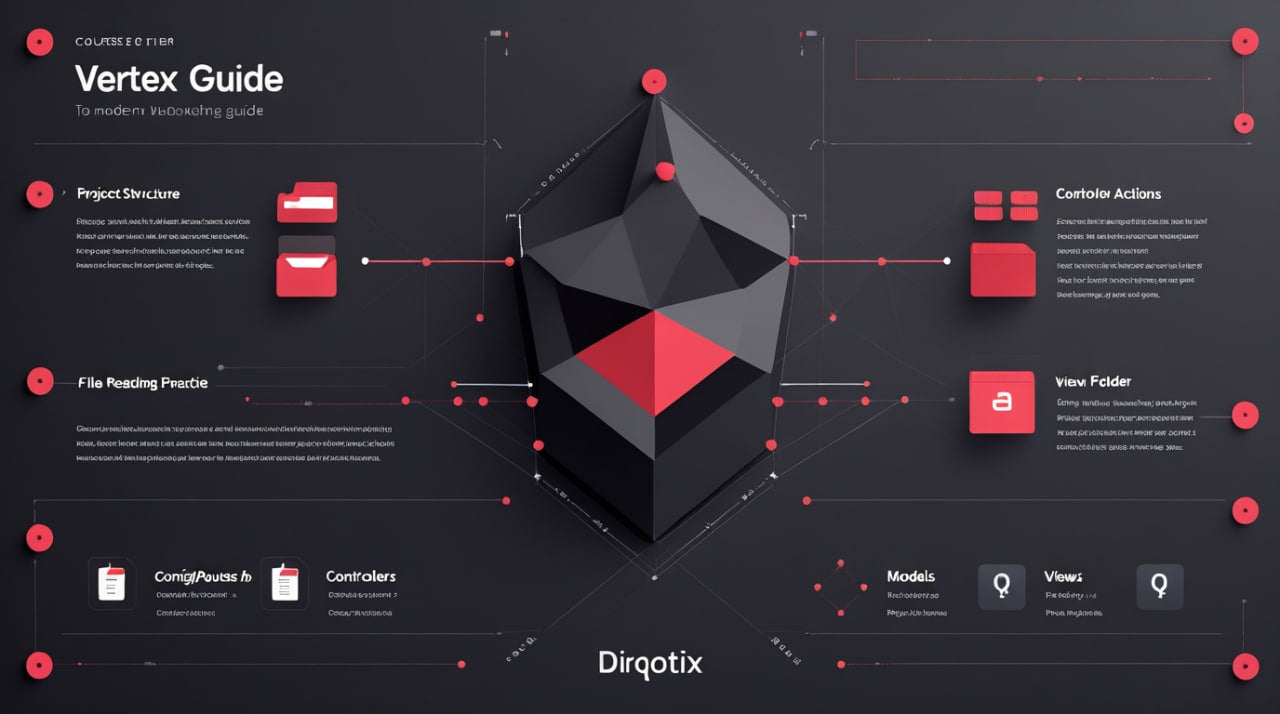 Diagram of a geometric shape with red and black colors, labeled 'Vertex Guide' by Dirqotix.
